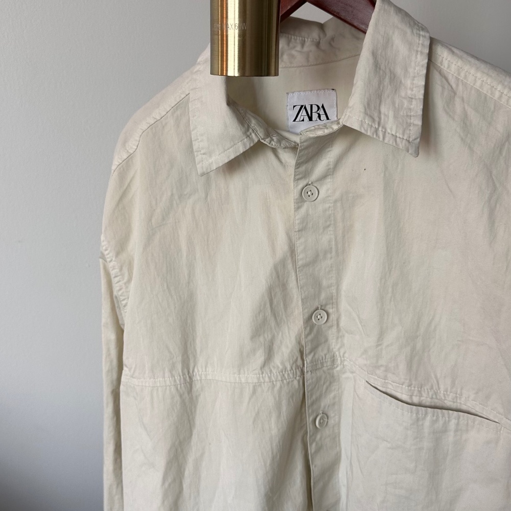 Zara Minimalist Off-White Oversized Shirt